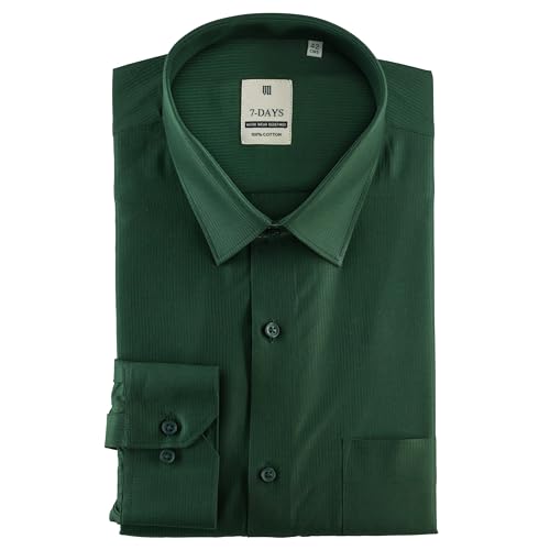 Image of 7-DAYS Men's Premium Formal Shirt - 100% Pure Cotton, Regular Fit, Plain, Full Sleeves, with Pocket - Perfect for Office Wear & Under Suits