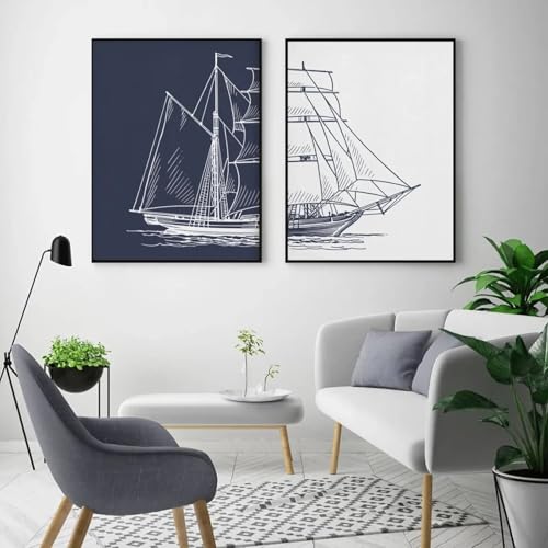 Décoration d'intérieur voile nordique 50x70 | Solution murale grand format 2 cadres