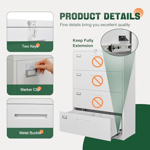 image for Letaya 4 Drawer File Cabinet with Lock, Metal Lateral Filing Cabinet W