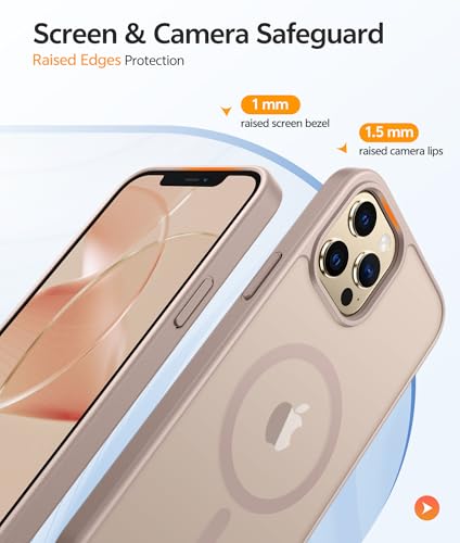 Image of FNTCASE for iPhone 12 Pro Max Case: [Compatible with Magsafe] Translucent Matte Magnetic Phone Cover - Military Grade Drop Protection Shockproof Protective Cases - Desert Gold