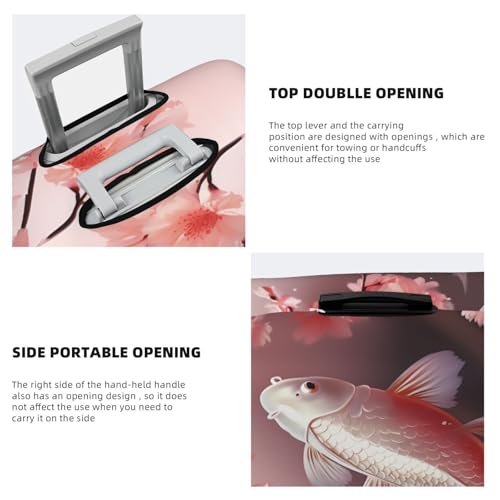 Pink Cherry Blossom Red Carp Luggage Cover Stretch Washable Suitcase Protector Suitcase Cover Anti-Scratch Luggage Sleeve Elastic Suitcase Case Protector Baggage Cover Fits 18-32 Inch4
