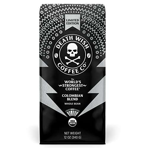 DEATH WISH COFFEE - Colombian Blend, Medium Roast Coffee - Whole Bean Coffee (12 Ounce)