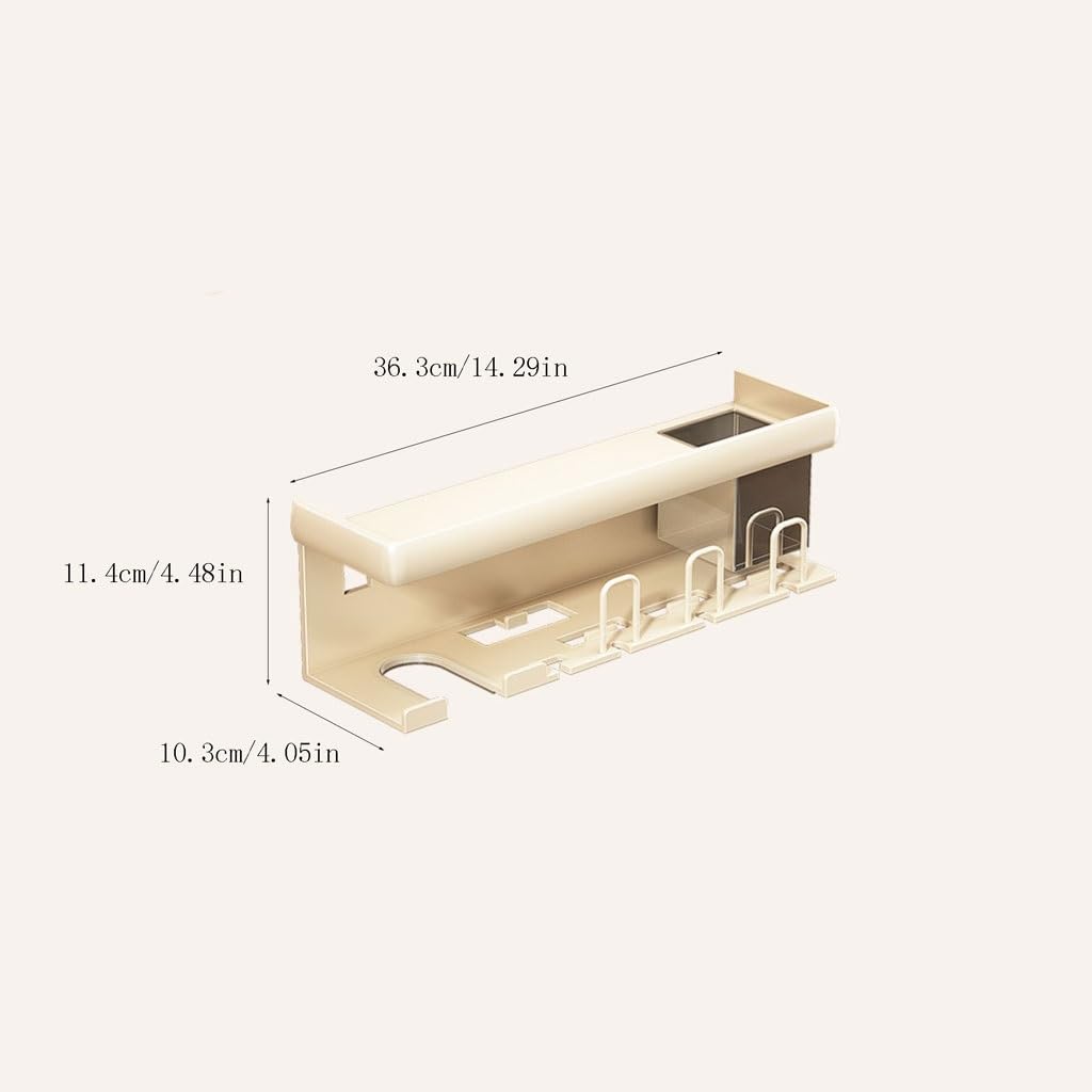 Portacepillos de Dientes Soporte Autoadhesivo for cepillos de Dientes montado en la Pared, Estante de Almacenamiento for el baño, Soporte for Pasta Dental, Puede Contener secador de Pelo y cosméticos