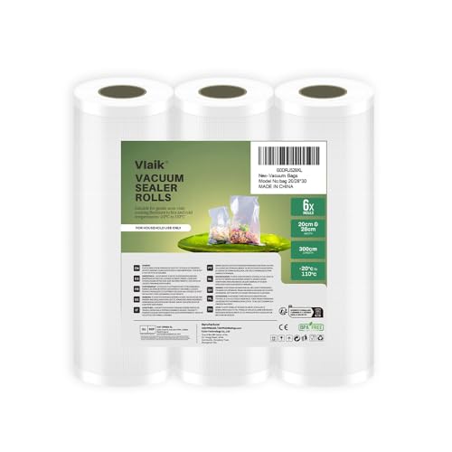 Bolsas para Selladora al Vacío 8' x 120' Rollos 3 paquete, Bolsas para Alimentos Sin BPA, Fuertes y Resistentes a Desgarros, Ideales para Almacenamiento al Vacío, Preparación de Comidas o Sous Vid