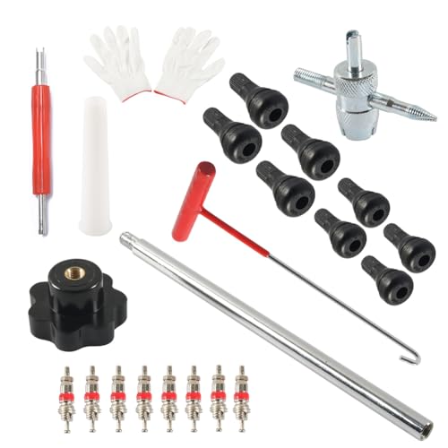 GZYF 1 Set Quick Change Tire Valve Stem Remover Tool Tire Valve Core Tool 45 Steel Black Plum Blossom Handle Left & Right Hand Suitable For disassembly and installation of tires on cars