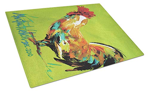 Caroline's Treasures MW1192LCB Cockadoo Rooster Glass Cutting Board Large Decorative Tempered Glass Kitchen Cutting and Serving Board Large Size Chopping Board