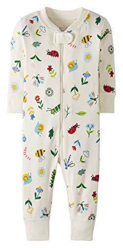 Moon and Back by Hanna Andersson Baby One Piece Footless Pajamas, Flowers & Critters, 6-12 months
