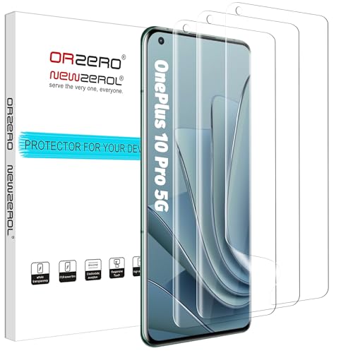 Orzero (3 Pack) TPU Screen Protector Compatible for OnePlus 10 Pro 5G (Not Glass) Protector De Pantalla Premium Quality High Definition Anti-Scratch Bubble-Free
