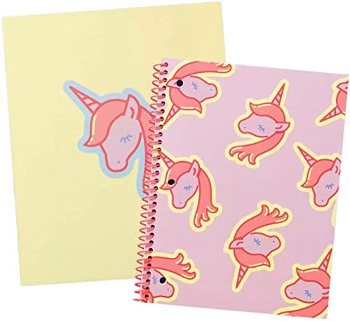 Unicorn School Essentials Notebook Set: 2 Items - Spiral Notebook, 2 Pocket Folder