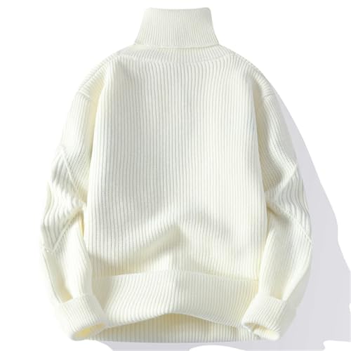 Men High Neck Patchwork Knit Sweater Loose Casual Pullover Winter Korean Style Warm Jumper3