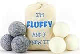 Feeling Fluffy New Zealand Wool Dryer Balls 6 Pack, Natural Softener