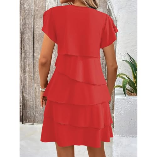 Robe flowys swing multicouche à volants légers et amples