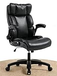 Ergonomic Office Chair Big and Tall 500lbs Wide Seat Executive Chair 90-120°High-Back Reclining Gaming Chair Lumbar Support Leather Computer Chair Thickened Armrest Desk Chair for Home Office(Black)
