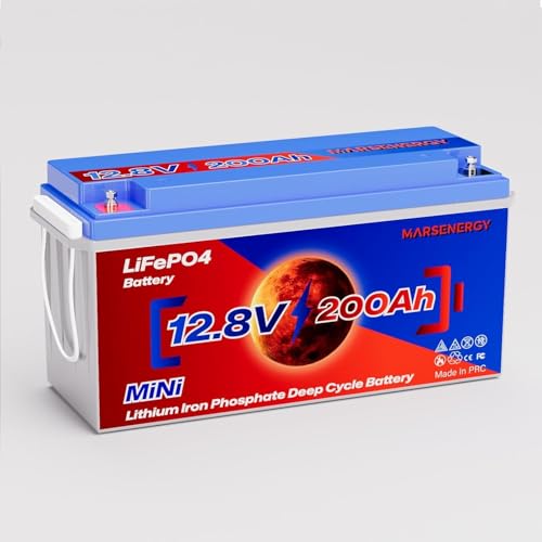MARSENERGY 12V 200Ah Lifepo4 Battery Built-in 100A Smart BMS 4500-15000 Deep Cycle Grade A Lithium Ion Cells for RV Travel Marine Boat Home Energy Storage Solar Panel Camping