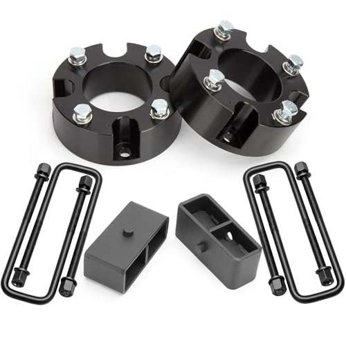 Dynofit Leveling Lift Kits for Tundra 2007-2021, 3" Front Strut Spacers and 2" Rear Blocks Kit with Extended U Bolts for Toyota Pickup 2WD 4WD 2X2 4X4