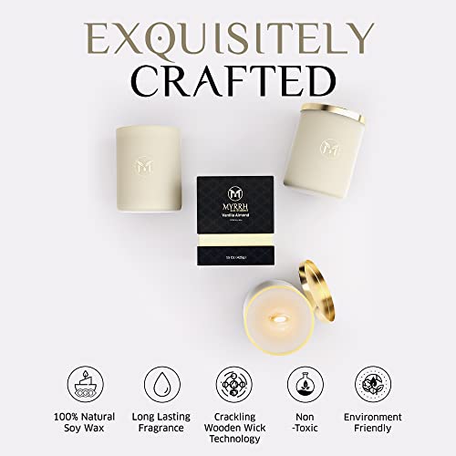 Vanilla Almond Scented Candle, All Natural Pure Soy Candle, Elegant And Relaxing Aromatherapy Candle, Candle Gift For Home Decor, Lasts Up To 80-85 Hours, 15 Oz - Myrrhusa #TOP2