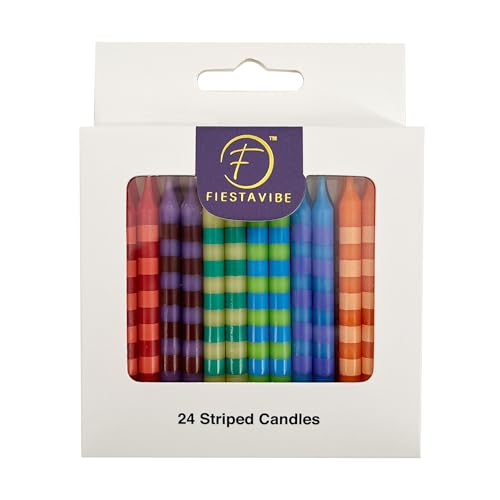 FiestaVibes 24 Striped Candles Assorted