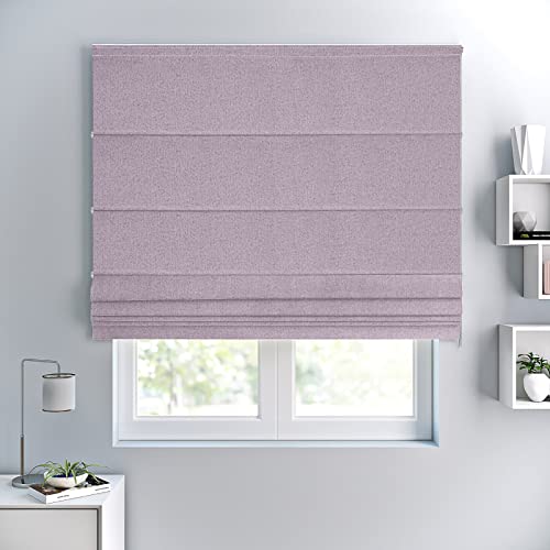 Hiifroy Corded Roman Blinds, Roman Shades for Windows, Room Darkening Fabric, Roman Blinds for Windows Home Living Room Bedroom, Light Purple-Gray, Customize Size