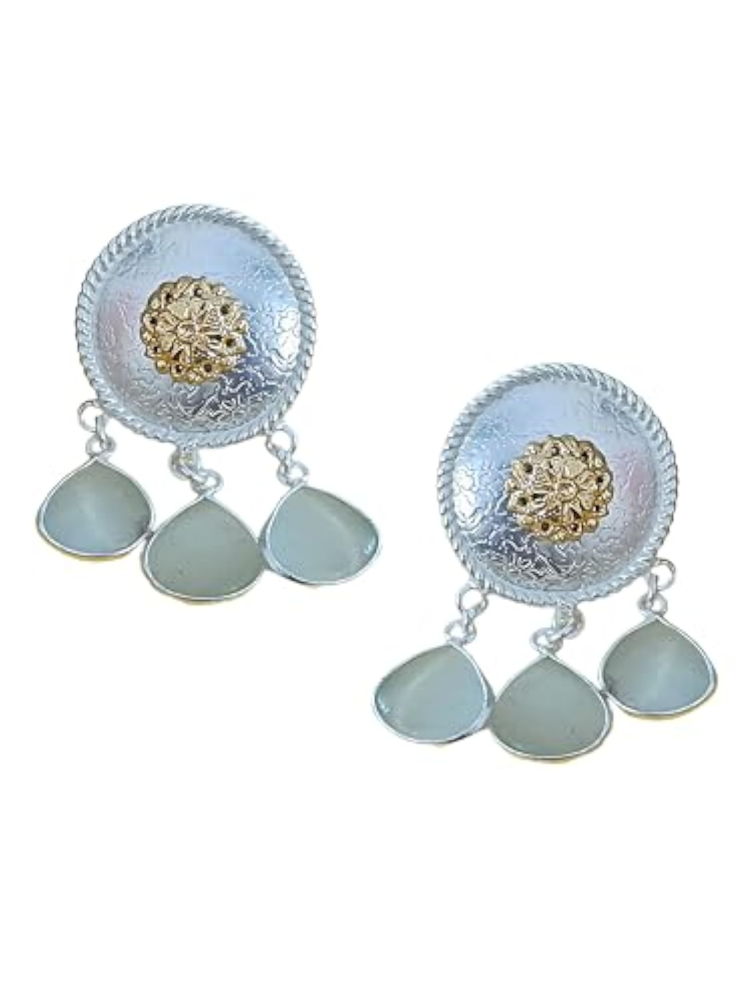 Women's Silver Plated Designer Drop Earrings with Hanging Stones