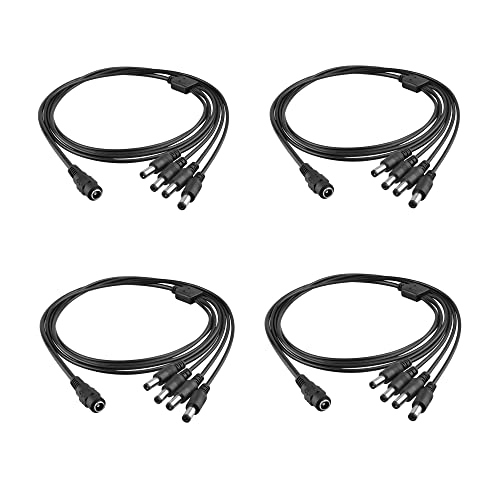3FT Exra Long 1 Female to 4 Male 5.5mm*2.1mm DC Power Splitter Cable, 1 to 4 Way DC Power Output Y Adapter Cable Cord for CCTV Cameras Router LED Light Strip and More (1)