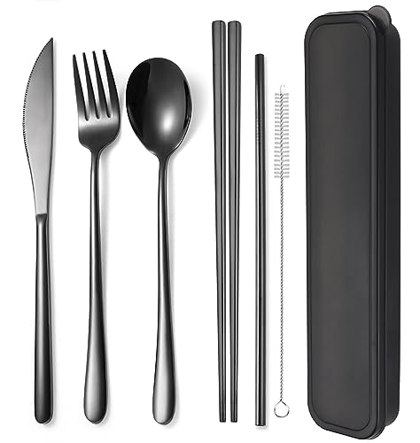 AARAINBOW 6 Pieces 18/8 Stainless Steel Flatware Set Portable Reusable