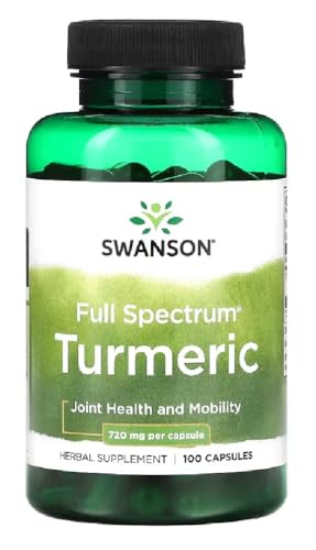 Swanson   TURMERIC 720 mg | Cápsulas de Cúrcuma | Apoyo a la Salud de las Articulaciones y la Piel, Efecto Antioxidante   720mg, 100 Cápsulas