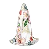 SDEGTHO Capa con capucha de flores de flamenco, disfraz de cosplay para adolescentes, feria renacentista, gótica, fantasía, traje medieval, Negro, Small