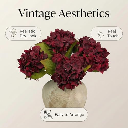 TOPIA Silk Fall Artificial Silk Dried Hydrangea Flowers Artificial Fall Flowers Bouquet Dried Flowers Autumn Decorations for Office and Home (6 PCS) (Mulberry) by TOPIA - Image 2
