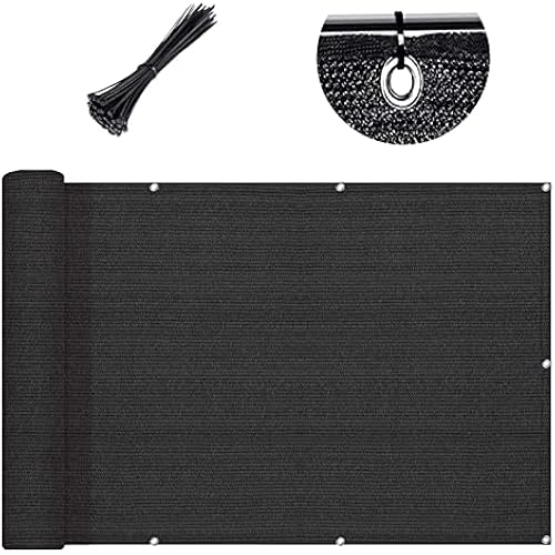 SUNLAX 3'x16' Black Balcony Privacy Screen Fence Windscreen Cover Fabric Shade Netting Mesh Cloth with Grommets UV Protection for Patio, Backyard, Porch, Railing Shield 90% (We Make Custom Sizes)