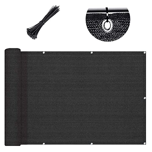 SUNLAX 3'x10' Black Balcony Privacy Screen Fence Windscreen Cover Fabric Shade Netting Mesh Cloth with Grommets UV Protection for Patio, Backyard, Porch, Railing Shield 90% (We Make Custom Sizes) by SUNLAX - Used condition - US$15.63