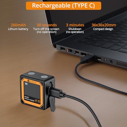 Miniatura 4 de Neoteck Inclinometro Digital Mini Con Transmisión De Datos Inalámbrica 4 90 Transportador Digital Recargable Con Pantalla Va, Base De Imán Y Ranura En V Para Carpintería Maquinaria Construcción
