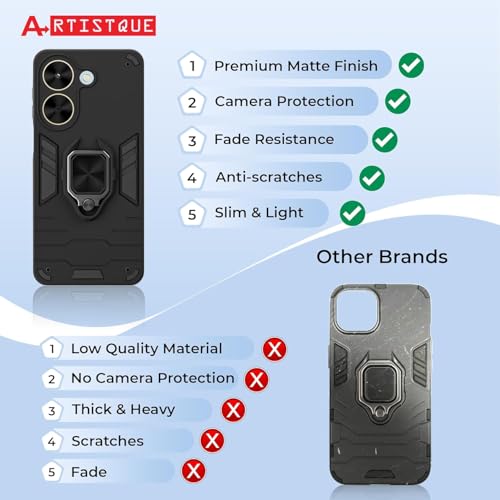 Image of AIBEX Armor Back Cover Compatible for Redmi A5 / Poco C71| Rugged Shockproof Case with Ring Holder & Kickstand | Military-Grade Protection | Magnetic Car Mount Compatible