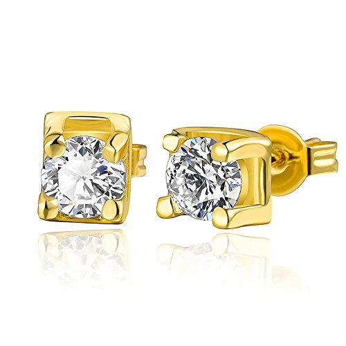 Mes-Bijoux-Bracelets Pendientes cierre presión Chapado en Oro amarillo de 18K quilates Joya barata moda alta calidad Circonita Mujer Amarillo wz-O0125