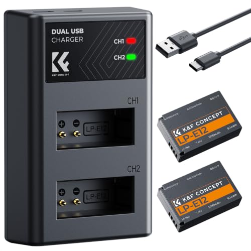 Image of K&F CONCEPT LP-E12 Batteries and Charger Set for Canon EOS M Battery Compatible with Canon M50 M100 M200 EOS M Cameras