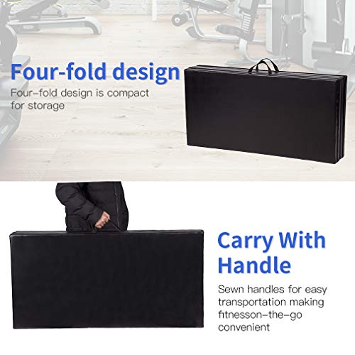 Bestmassage Gymnastics Mat 4X8X2 Tumbling Mat Gym Mat For Kid 4 Foldding Mat Gymnastic Indoor Outdoor Mat Gymnastic Mat Thick Pu Leather Exercise Mat For Tumbling Stretching Yoga Arts Mat Home Gym #TOP2