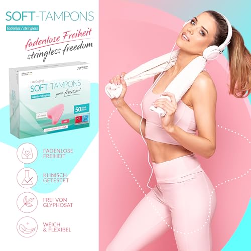 JOYDIVISION Soft-Tampons mini I 50 Stück I fadenlose Tampons für Sport, Schwim Men & Spa I Men struationsschwämmchen ultra soft I leichtes Einführen & Entfernen I Mini Softtampon ohne Faden