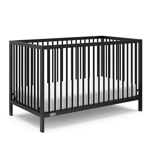Graco Teddi 5-in-1 Convertible Crib – GREENGUARD Gold Certified, Baby Crib Converts to Daybed, Toddler & Twin Bed with Headboard and Footboard, Adjustable Mattress Height (Black)