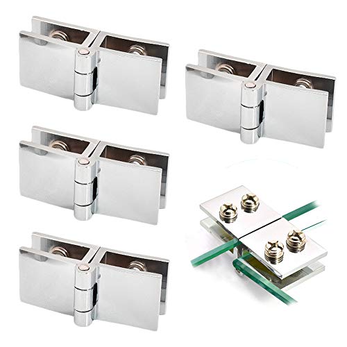Charnière Porte Verre Alliage Zinc - 4 Pièces, Serrage et Pince pour Vitrine et Armoire à Vin, Salle Bain
