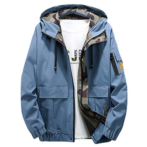 Veste à capuche patchwork homme bleu taille 48 idéal pour vos sorties décontractées en ville