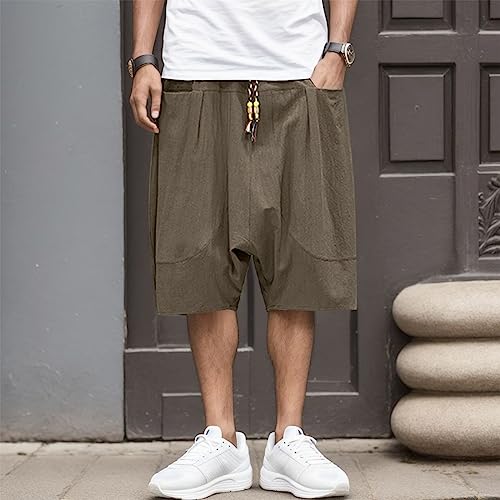 SUWBMHWE Japanese Clothes for Men Baggy Pants Plus Size Hippie Trousers Boho Linen Harem Beach Yoga Men's Casual Wear Lounge3