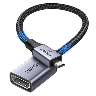 UGREEN Micro HDMI to HDMI Adapter, 10K 8K@60Hz/4K@240Hz Micro HDMI Male Female Bidirectional Cable 2.1 HDR 3D Dolby VRR 48Gbps, Compatible with Raspberry Pi 5/Pi 500/Camera/Portable Monitor, 0.8FT