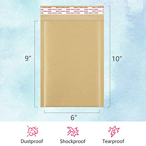 UCGOU Natural Kraft Bubble Mailers 6x10 Inch 50 Pack Brown Padded Envelopes #0 Small Business Mailing Packages Self Sealing Tear Resistant Boutique Bulk Mail Shipping Bags for Jewelry Makeup Supplies
