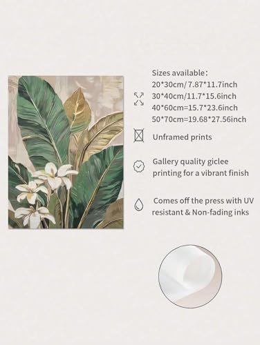 Impression toile plante verte grand format deco salon resistant aux UV 60x90
