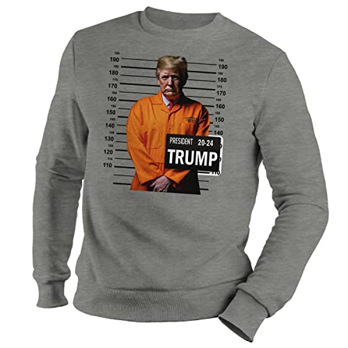 GR8Shop Trump Mugshot in Orange Prison Jumpsuit 2024 Felpa Unisex Grigio Size XL