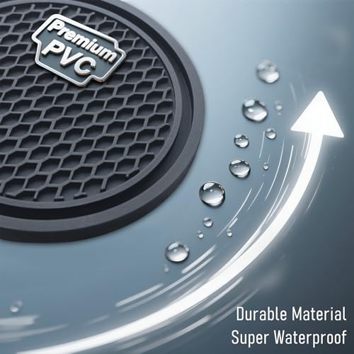 KULOLO Car Cup Holder Coaster 4 Pack - Non Slip & Shockproof,Flexible PVC Rubber Insert for Car/Truck/SUV/Van (2.75