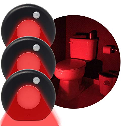 C2P Sleep-Aid Night Light - Motion-Activated Red LED Travel Night Light - Scientifically Proven That Red Lights Won't Interrupt Your Sleep Pattern - Upgraded Version with On/Off Switch - 3 Pack
