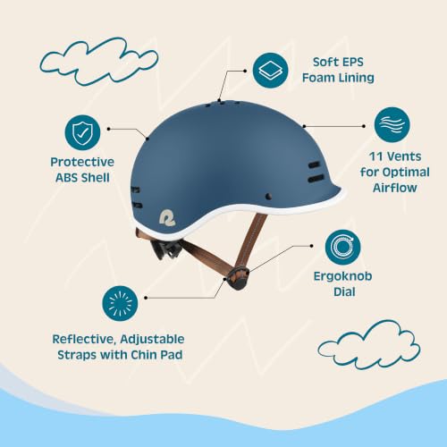 Retrospec Remi Kids' Bike Helmet for Youth Boys & Girls- Bicycle Helmet with Built-in Visor and Adjustable Reflective Straps for Skateboarding, Scooters, Rollerblading - Matte Navy - 49-53cm - image 2