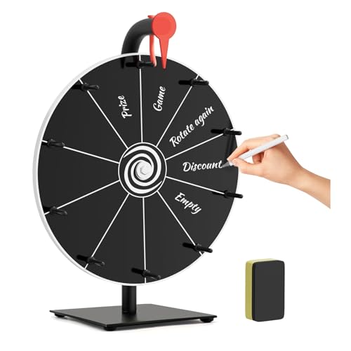 FOVVZDIL Spin the Wheel with Stand - Portable Fortune Spinning Prize Wheel with Dry-erase Marker and Eraser Spinner Board for Parties Events & Classroom Reward