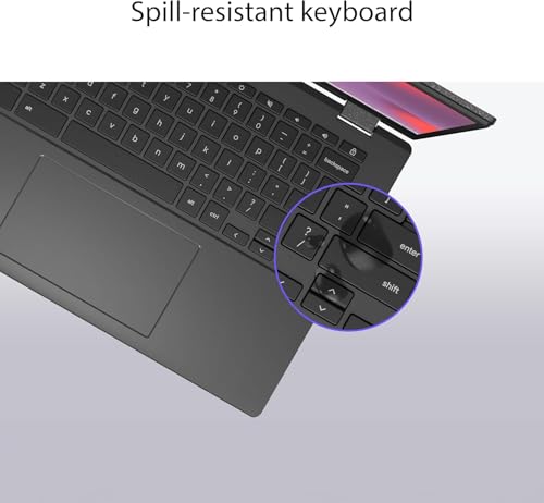 Image of ASUS 2024 Newest Chromebook CM1402 Laptop, 14 inch FHD Display, MediaTek Kompanio 520, 4 GB RAM, 64 GB eMMC, MediaTek Graphics, Bluetooth, Wi-Fi, Chrome OS, with 256 GB SD Card, Laptop Stand