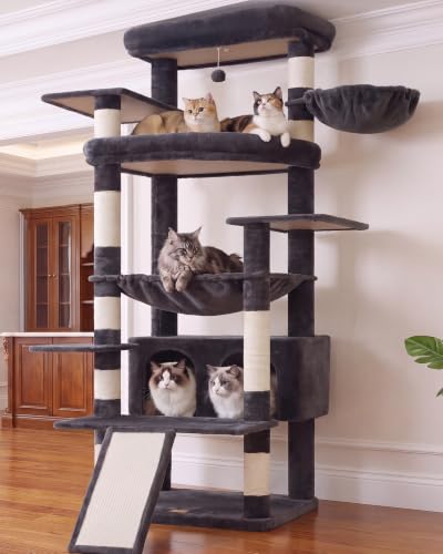 Heybly Tall Cat Tree for Large Cat, 80-inch Multi-Level Cat Tower HCT038G